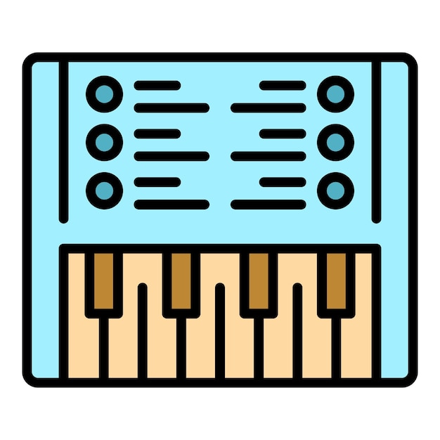 Vector piano synthesizer icon outline vector elektronisch instrument muziek toetsenbord kleur vlak