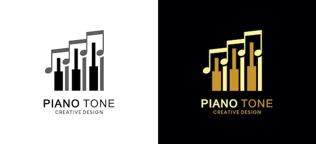 Disegno del logo dell'illustrazione del tono del pianoforte con un semplice concetto creativo