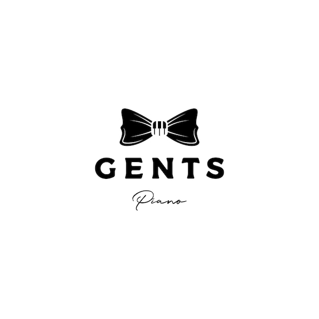 Piano tuts and bow tie music logo design vector