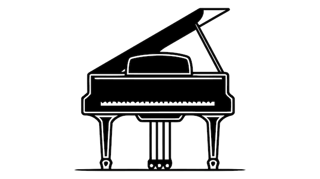 Vector piano vector icon logo zwarte piano geïsoleerd op witte achtergrond