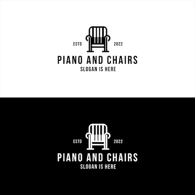 Piano with chair logo design inspiration