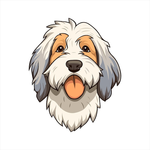 Vector picardy sheepdog dog breed cute cartoon kawaii character animal pet isolated sticker illustration
