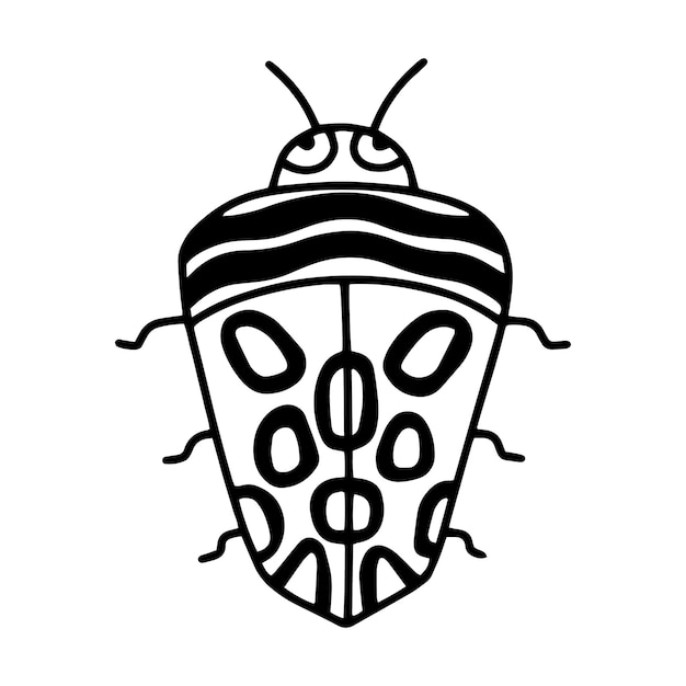 Picasso beetle in doodle style African beetle Vector illustration