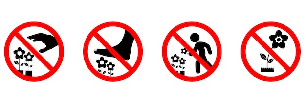 Do not Pick the Flower Signs vector. A red warning sign that tell not to pick the flower or plant, p