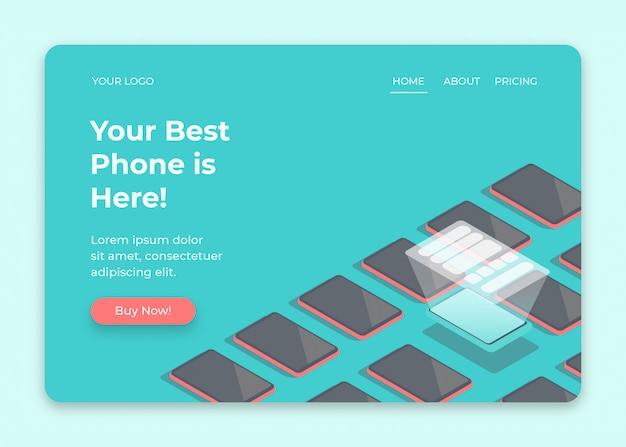 Выберите смартфон на витрине изометрической иллюстрации для дизайна веб-страницы