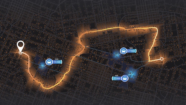 Vector pick up taxi gps kaart navigatie om eigen huis gedetailleerd overzicht van de stad passagiers locatie delen voor