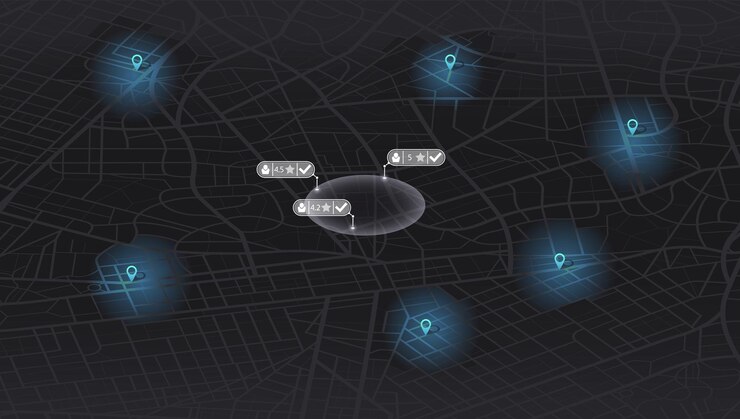 Vector pick up taxi gps map navigation to own house detailed view of city passenger location sharing