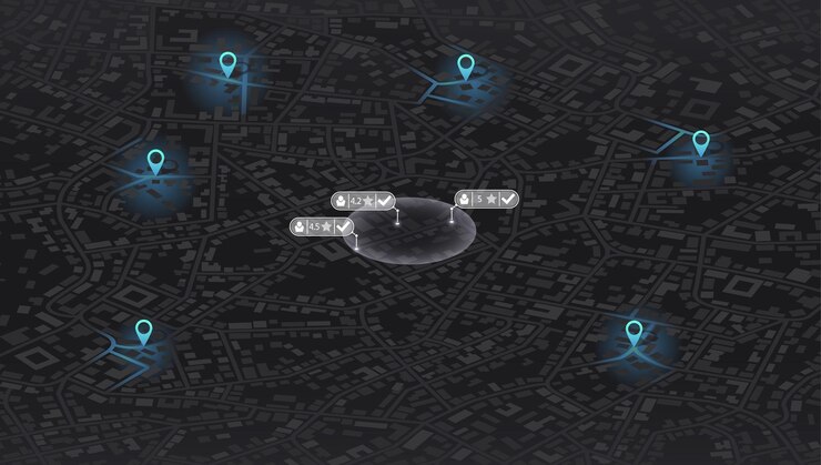 Vector pick up taxi gps map navigation to own house detailed view of city passenger location sharing