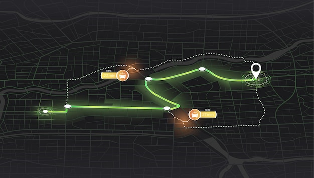 Pick up taxi isometrische kaart gps kaart navigatie naar eigen huis gedetailleerd beeld van de stad passagier locatie