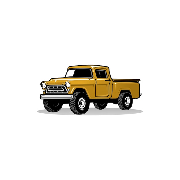 Pick-up truck Amerikaanse muscle car illustratie logo vector