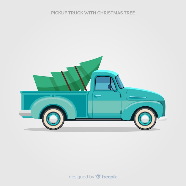 Pick-up truck met kerstboom