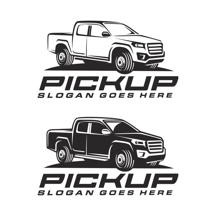 Vector pick up truck, truck logo template