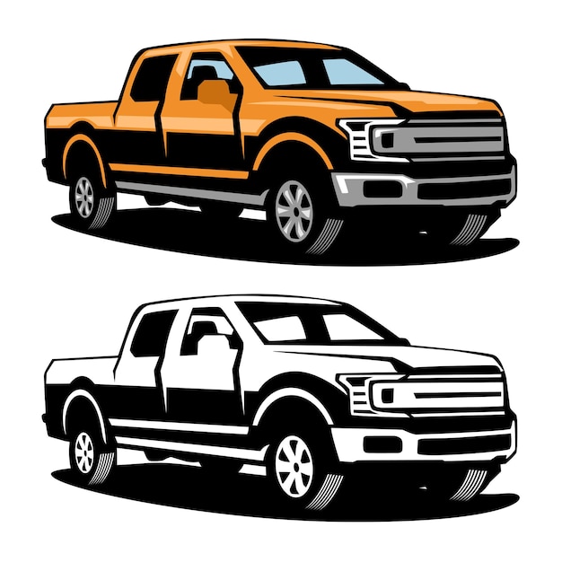 Vector pick-up truck, vrachtwagen illustratie