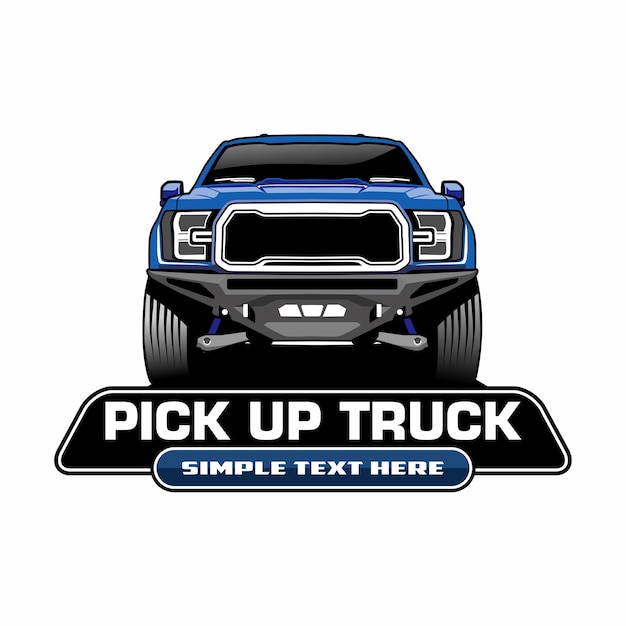 Pick up trucks blue illustration design vector