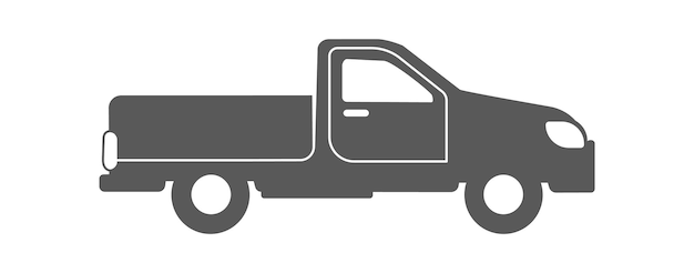 Pick-up vrachtwagen silhouet. Witte winter symbool pictogram vectorillustratie geïsoleerd op een witte achtergrond