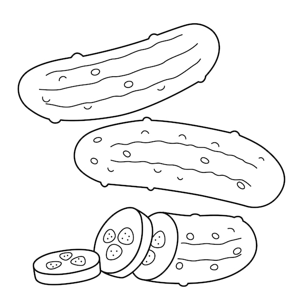 Pickle Vegetable Isolated Coloring Page for Kids