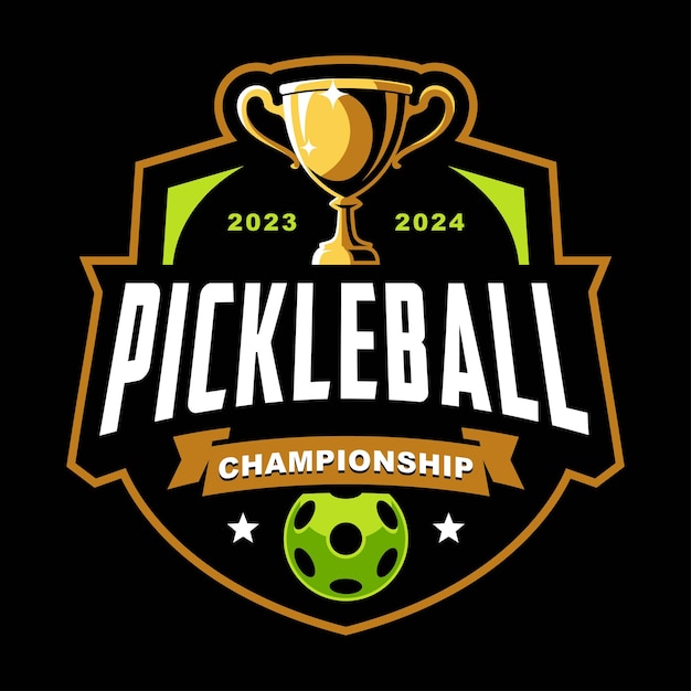 Vettore template di progettazione del logo del campionato di pickleball