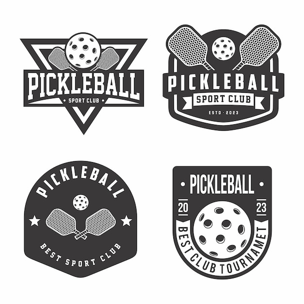 Vettore pickleball logo collection emblema set collezioni pickleball logo badge template bundle