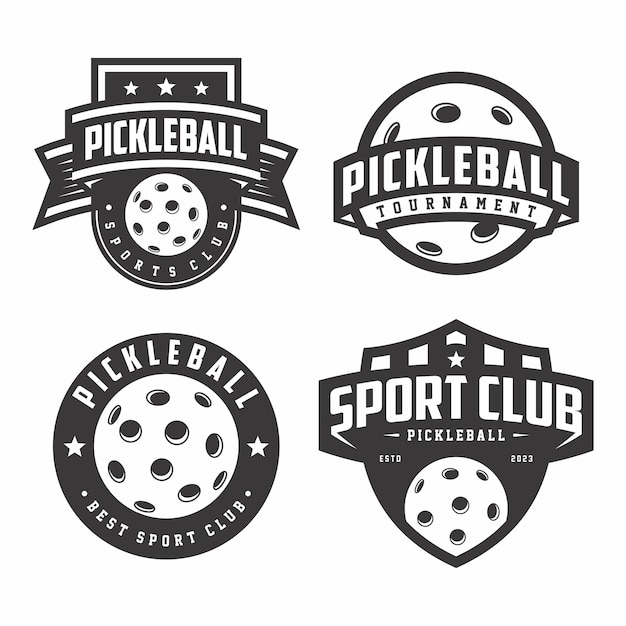 Vettore pickleball logo collection emblema set collezioni pickleball logo badge template bundle