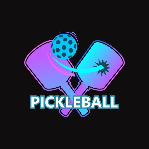 Vettore progettazione del logo di pickleball