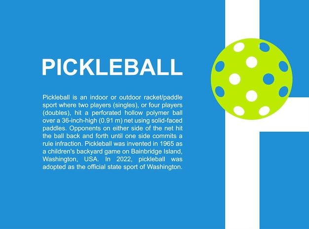 Pickleball poster background with ball and court Vector banner