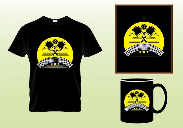 Vettore pickleball tshirt design miglior pickleball t-shirt design paddle vector tshirt modello di progettazione grafica