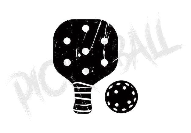 Шаблоны силуэта вектора пиклбола играют в логотип турнира векторного мяча пиклбола