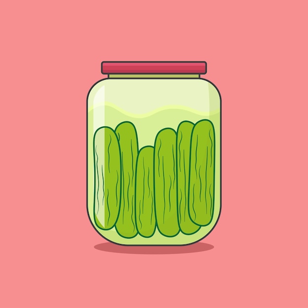 pickled cucumber vector in a jar