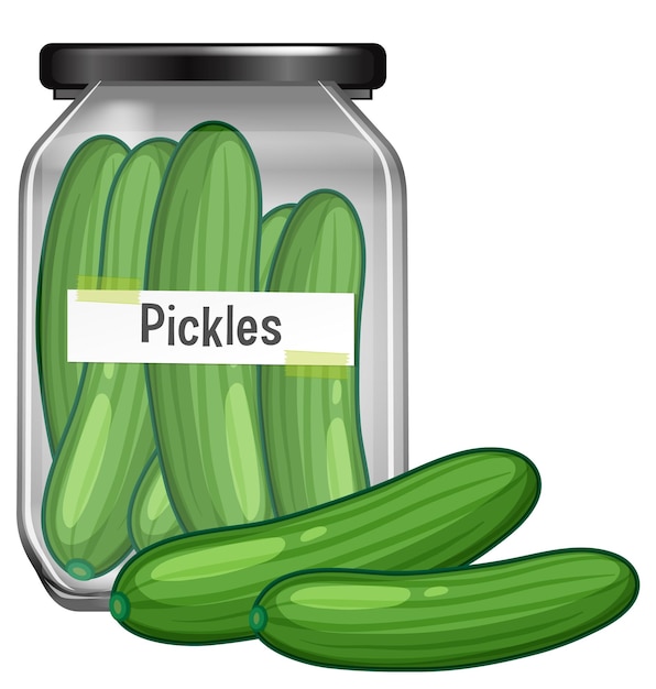 Pickled cucumbers in jar vector