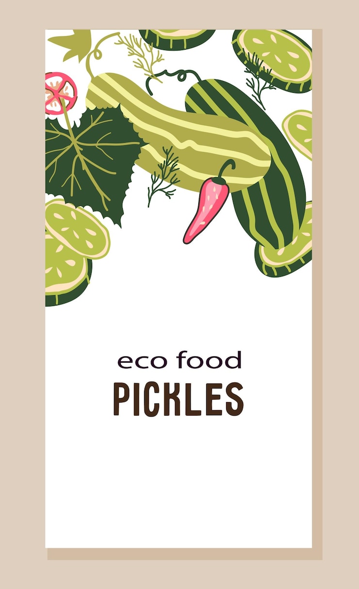 Vector pickled cucumbers label packaging design element flat vector illustration