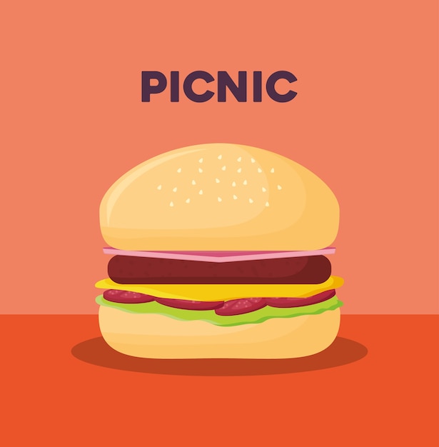 picknick eten ontwerp met hamburger pictogram