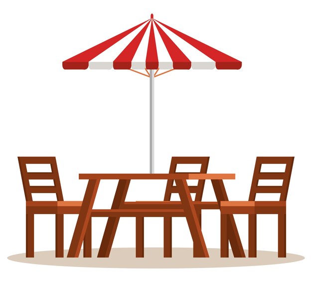 picknicklijst met vector de illustratieontwerp van de paraplekscène