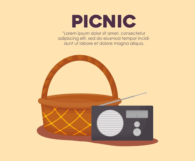 Picknickmand en radio