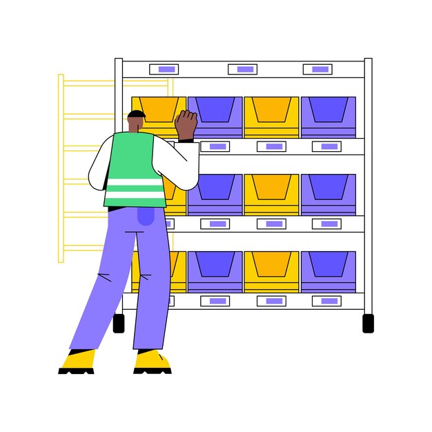 Vector picktolight system isolated cartoon vector illustrations