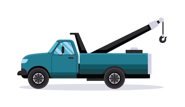 Vector pickup truck crane tow truck vector illustration