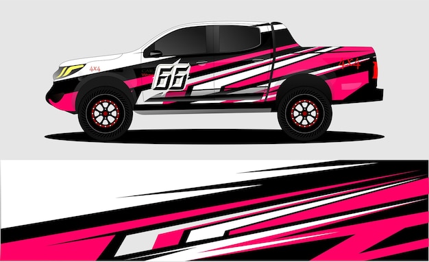 Pickup truck decal designs, Cargo van and car wrap vector. abstract graphic stripe for advertisement