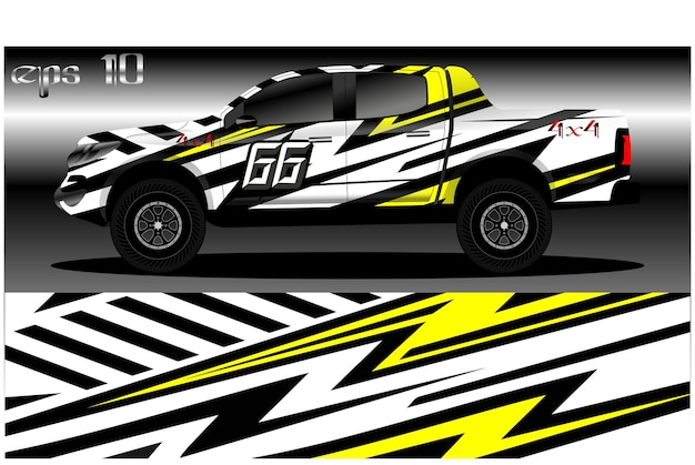 Pickup truck decal designs, Cargo van and car wrap vector. abstract graphic stripe for advertisement