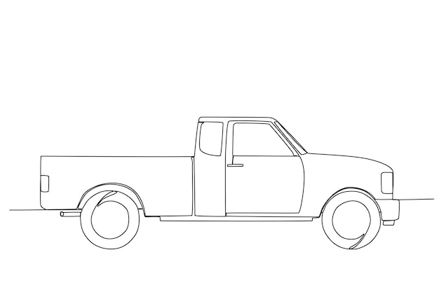 A pickup truck for farming transportation one line art