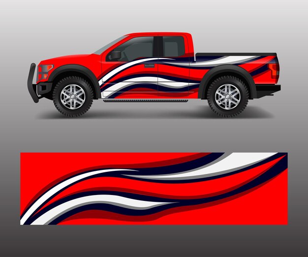 Pickup truck graphic vector abstract shape with grunge design for vehicle vinyl wrap