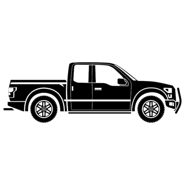 Pickup truck side view vector illustration isolated on transparent background png