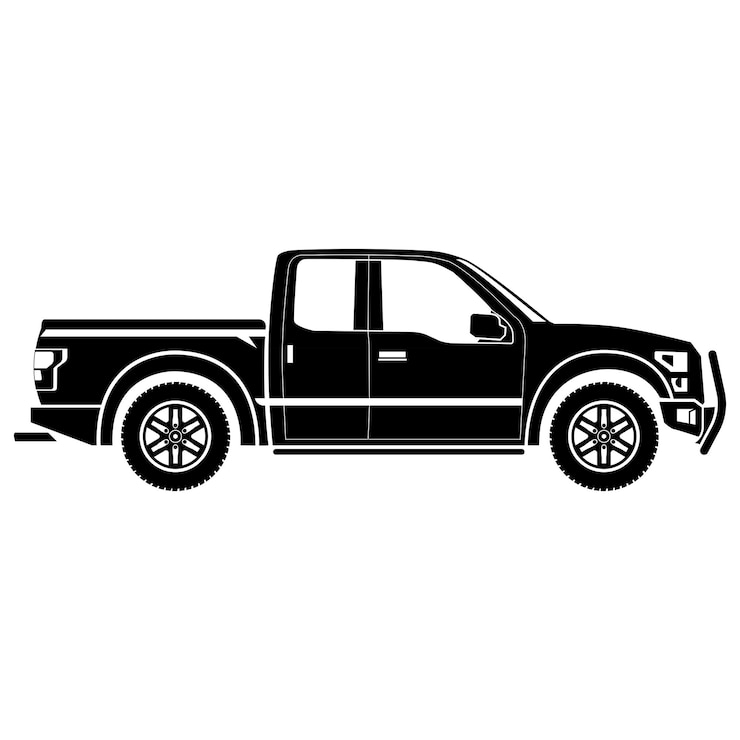 Vector pickup truck side view vector illustration isolated on transparent background png