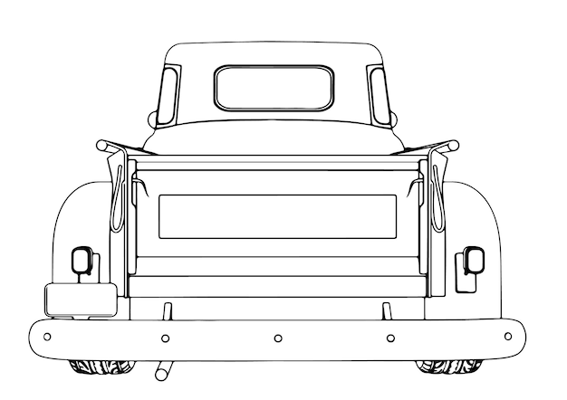 Pickup truck sketch on white background vector