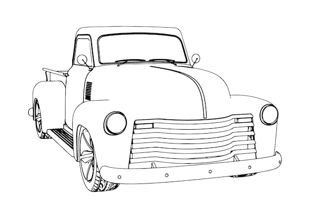 Vector pickup truck sketch on white background vector