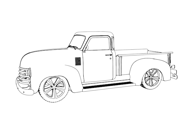 Vector pickup truck sketch on white background vector
