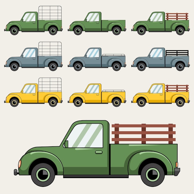 Pickup truck vector art illustration design on white background