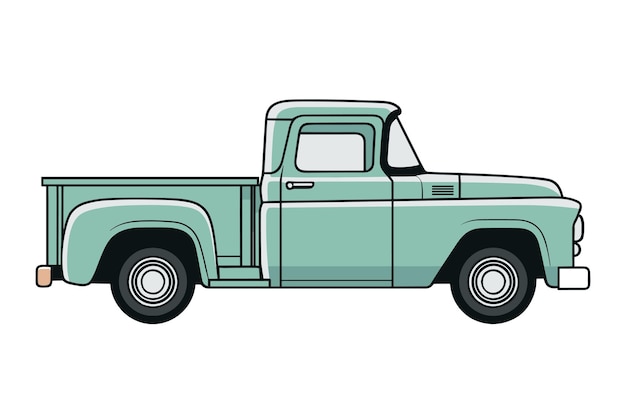 Pickup Truck Vector illustration outline isolated on a white background