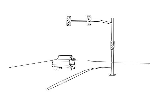 Vector pickup truck waiting for traffic lights vector traffic light icon minimalist traffic concept daily traffic for big way