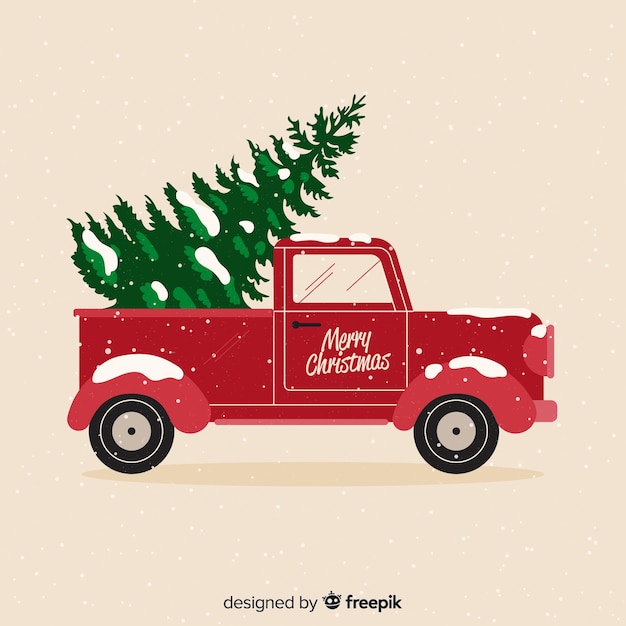 Pickup truck with christmas tree