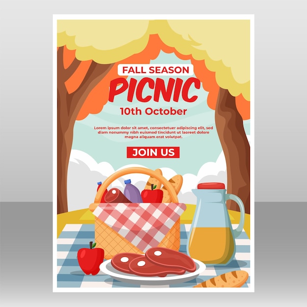 Vector picnic autumn poster template