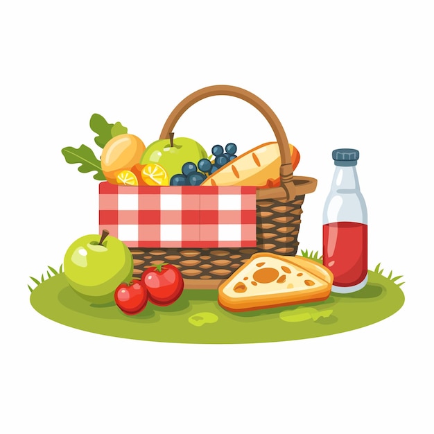 Vector picnic basket outdoors